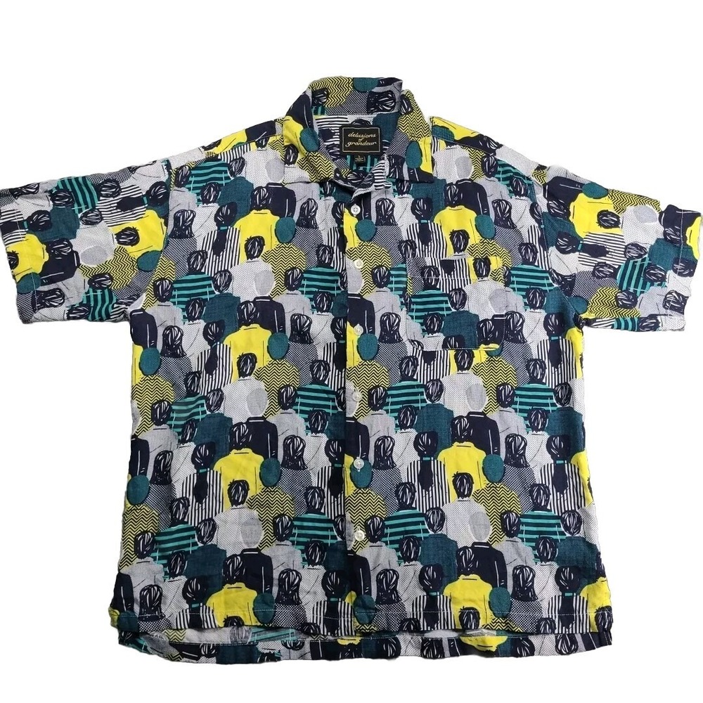 Delusions of Grandeur 100% Rayon Short Sleeve Shirt, Size‎ L